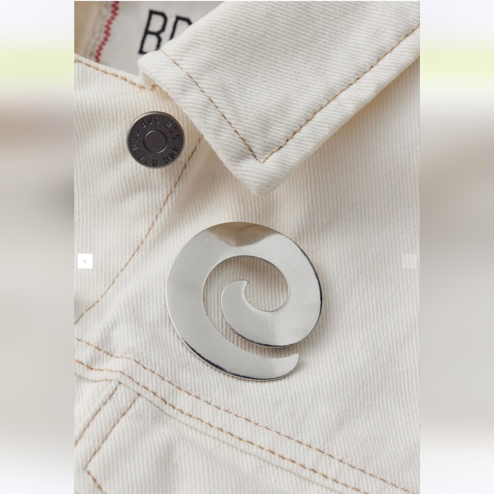New silvertone Metal Spiral Brooch Pin Urban Outfitters
